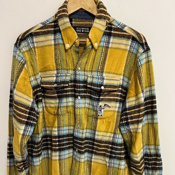 Billionaire Boys Club Other - BILLIONAIRE BOYS CLUB Yellow Plaid Snap Down WEALTH Shirt sz LARGE L